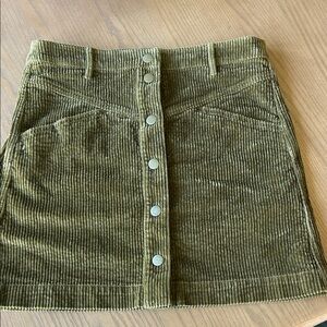 Madewell Green Corduroy Button-Front Mini Skirt
